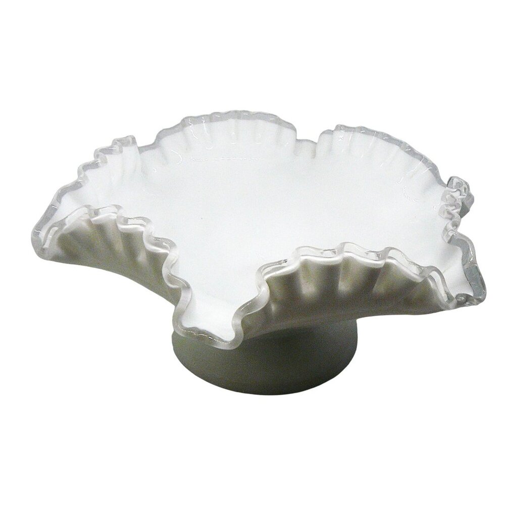 Vintage Fenton White Milk Glass Ruffled Edge Compote Bowl